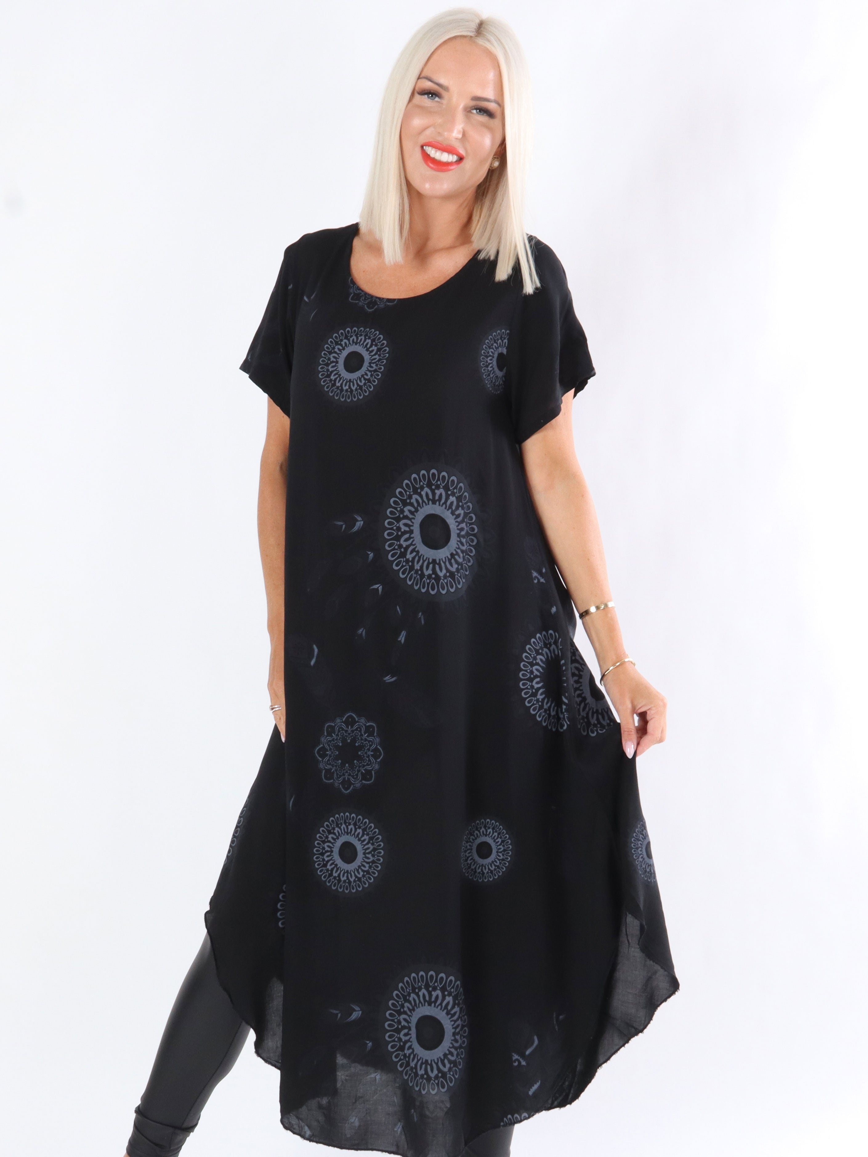 Felina - Kjole med fjermotiv og mønster